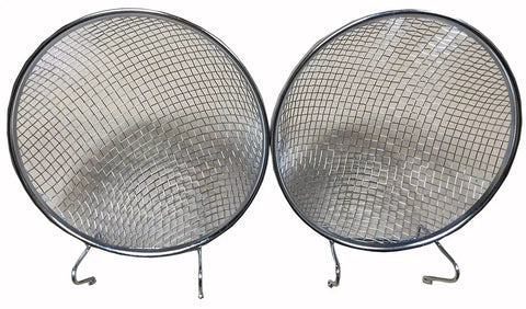 Hella Tough Galvanized Bird Nest Set Rock Solid Zinc Coated Aviary Homes For Canaries And Finches With Secure Hooks And Plush Felt Liners, two galvanized nests with wire mesh design.
