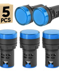 Blue LED Indicator Light 12V 5 Pack Energy Saving Panel Mount Indicator Lamp 22mm Hole Pilot Signal Light For Electronics Projects And DIY Ideal For Control Panels Indicators 12V DC Systems Automotive Dashboards CNC Machines And DIY Builds, 5 pcs