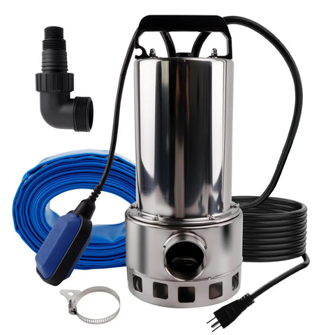 Heavy Duty Submersible Sump Pump With Stainless Steel Build 4000 GPH High Flow 7.2M Hose And 5M UL Wire for multiple uses