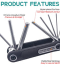 8 In 1 Folding Hex Key Set With Non Slip Rubber Grip Portable Pocket Allen Wrench Kit for bikes showing visible size markings