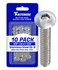 Straight Up Heavy Duty Button Head Socket Cap Screws 3/8-24 X 1-3/4 In 10 Pack 18-8 Stainless Steel Full Thread Corrosion Resistant Allen Hex Drive