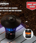 Bug Trap Lantern 2-In-1 Mosquito Trap And LED Camping Lantern for patio, black design on table with escape-proof chamber