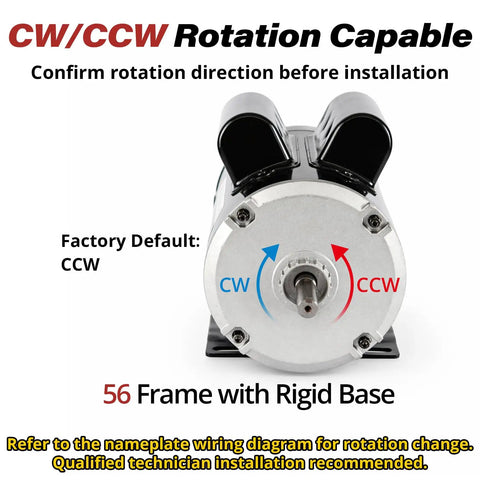 0.75 HP Farm Duty Electric Motor 1725 RPM Dual Voltage 115 230V 56 Frame with rotation capability.