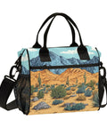 Desert Landscape Insulated Cooler Bag For Women, Portable Leakproof Lunch Tote with detachable straps and desert design.