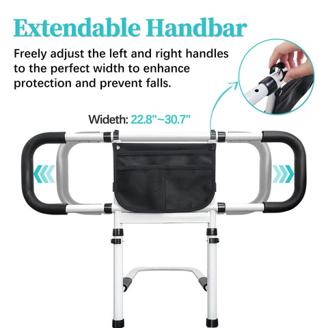 Adjustable Bed Rails For Seniors With Storage Pocket, Easy Assist Side Rails Prevent Falls, Width 22.8 to 30.7 inches.