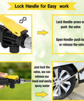 29 Inch Sprayer Wand Replacement With Universal Stainless Tube Brass Barb Fits One Quarter Inch And Three Eighths Inch Hoses Adjustable Watering Wand With Shut Off Valve Includes 2 Hose Clamps And 1 Tape For Grab And Go Setup, showing lock handle design for easy use and car washing