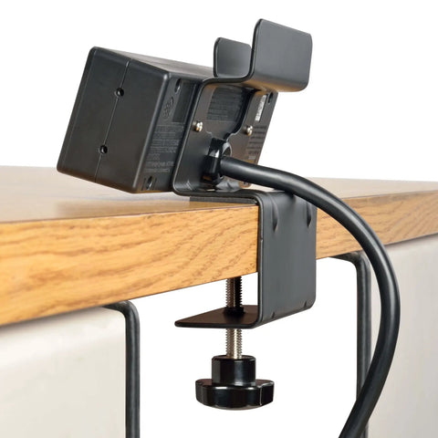 Under Desk Workhorse Three Outlet Surge Protector Power Strip With Desk Clamp And USB Charging Ports Ten Foot Cord 510 Joules Black