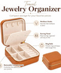 Super Chic Travel Jewelry Box With Waterproof PU Leather Exterior And Soft Flannel Interior Removable Dividers open with hooks and compartments