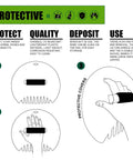 Image showing protective covers for hands, highlighting features like durability and easy storage. Ideal for thorn protection.