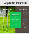 6 Inch Landscape Staples 100 Pack Heavy Duty Workhorse Galvanized Steel Garden Stakes 11 Gauge U Shaped Pins in grassy area.