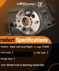 2-Piece Rear Wheel Hub Bearing Assembly For Toyota Camry, Avalon, Highlander, Solara And Lexus ES Series 2001-2012 With 5 Lug And ABS