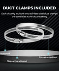 Stainless steel duct clamps included with Insulated 4 Inch Dryer Vent Hose Flexible Duct 25 Feet With Stainless Steel Clamps