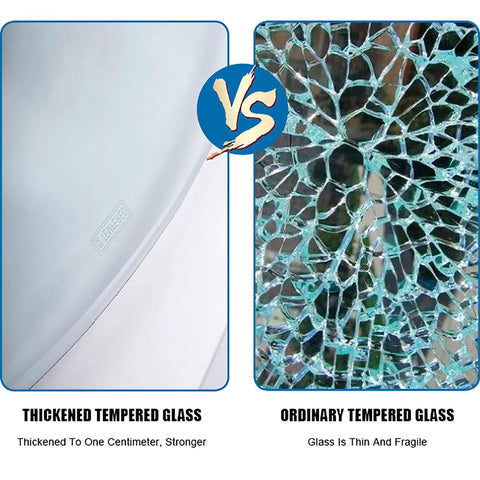 Comparison of thick 10mm tempered glass vs ordinary glass for lazy Susan turntable, highlighting strength and durability