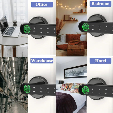 Fingerprint Smart Door Knob With Keyless Entry And Biometric Lock in office, bedroom, warehouse, and hotel settings