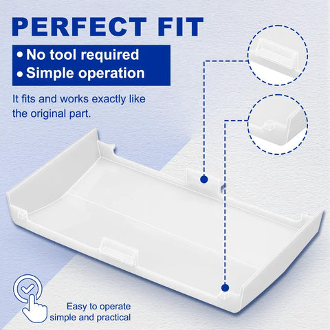 Replacement Exhaust Fan Light Lens S53740000 for Broan Nutone Vent Fans, white, easy drop-in fit, detailed close-up view.