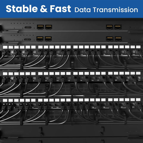 Cat 6 Ethernet Cable 100 Ft Outdoor Indoor Ultra Fast 10Gbps LAN Network Cable connected in server rack