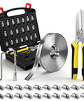 DIY Adjustable Stainless Steel Hose Clamp Kit With 25 Pieces shown with tools and fasteners, heavy duty worm gear clamps.