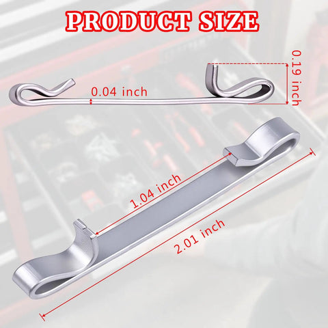 12 Pack Tool Box Drawer Slide Retaining Clips Heavy Duty 2 Inch Double Loop Pull Out Stop with dimensions overlay