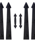 Premium Decorative Garage Door Hardware Kit With Heavy Duty Steel Handles And Cabinet Hinges Providing Kickass Damping For A Smoother Than Butter Close That Handles Daily Grind Easily. Black steel arrows and handles.