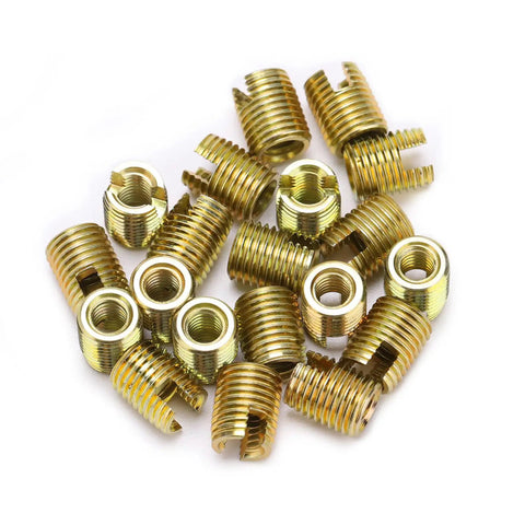 40 Pc Self Tapping Thread Repair Inserts M2 To M16 Carbon Steel Kit For Furniture Repair And Home Diy Projects No Stripped Threads Durable Thread Inserts Pro Grade Heavy Duty, assorted brass thread inserts on white
