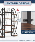 Industrial Oval Etagere Bookshelf With Triple Wide Design and anti-tip wall mounting for stability and safety.