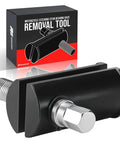 Rogierra motorcycle steering stem bearing race removal tool, front; black metal body with silver hex bolt, fits 1-1/8–2-5/8