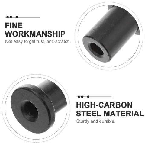 Close-up of high-carbon steel barn door spacers showing texture and material for Five Piece Barn Door Track Spacers For Sliding Doors Pack Of Five For Garage And Basement Interior Hardware Replacement To Create A Solid Rolling Door System Between Track And Wall.