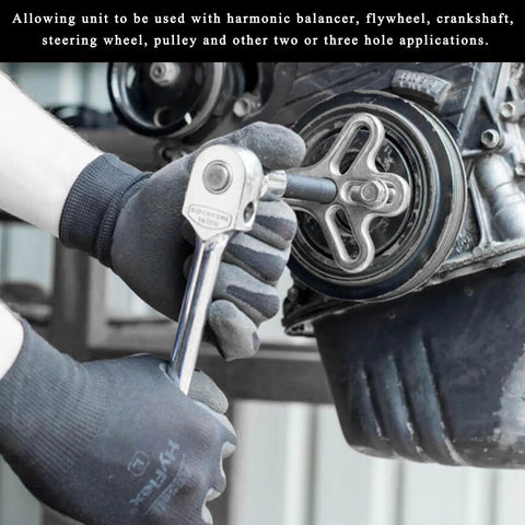 Pro Grade 50 Piece Harmonic Balancer Puller Set For Easy Removal Of Steering Wheel Flywheel And Crankshaft Pulleys in use