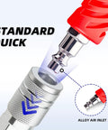 High Velocity Air Blow Gun With Shielded Rubber Nozzle For Rapid Debris Removal And Auto Detailing showing standard quick connect alloy air inlet.