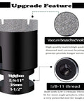 Mgtgbao dry diamond core drill bit, 38mm (1-1/2"), vacuum brazed, 5/8-11 thread
