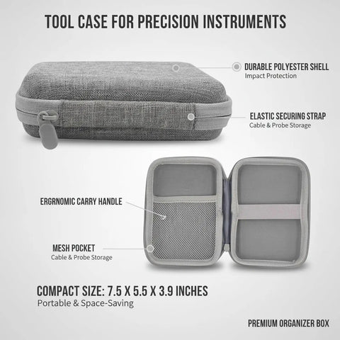 Compact Tool Case For Precision Instruments 7.5 X 5.5 X 3.9 Inches Polyester Organizer For Multimeters Probes And Bits with mesh pocket
