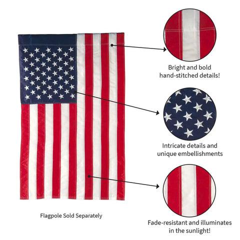 12x18 Double Sided All American Flag For Outdoors Patriotic Garden Flag With Embroidered Stars And Stripes Weatherproof Nylon Waterproof