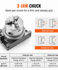 VEVOR rotary milling table with 3-jaw chuck on metal base for horizontal and vertical indexing