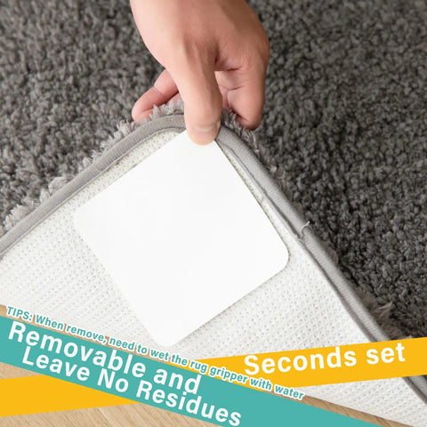 8 Pack Rug Gripper Pads For Hardwood Floors No Damage Non Slip For Area Rugs Reusable Carpet Tape applied under rug
