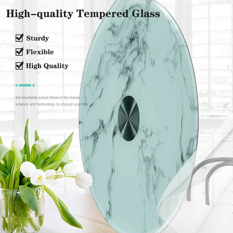 Large Lazy Susan Turntable For Dining Table And Kitchen With Tempered Glass Surface Smooth Aluminum Bearing 360 Degree Swivel