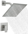 12 Inch Square Rain Shower System With 2 In 1 Handheld Showerhead Easy Install Wall Mounted Shower Faucet shown in polished chrome finish
