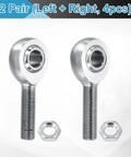 XM6 XML6 Joint Rod End Kit 3/8 Inch Bore With 3/8-24 UNF Left And Right Hand Threads Chrome Rod End Bearings For Steering And Traction Bars Includes 4 Pcs And Jam Nuts For Easy Install, 2 rod ends with nuts