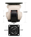 Built Tough Heavy Duty Leveling Casters Set Of 4 Retractable Machine Wheels With Firm Adjustable Feet For Industrial Equipment dimensions image, showing wheel size and mounting details.