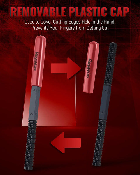 3 Piece Thread Restorer File Set with removable plastic cap for thread chaser repair of metric SAE UNC threads, includes 0.75mm to 3.00mm size range and SAE UNF UNC sizes, easy to use rugged thread repair kit for home workshop and auto maintenance.