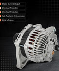11231 Replacement Alternator Compatible With Jeep Compass Patriot 2007-2017, Chrysler 200 2011-2013; side view displaying 6-groove pulley.