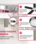 Innovative integrated sloping base of Premium Stainless Steel Kitchen Sink Glass Rinser With Nine High Pressure Sprayer Holes And Multi Angle Jet Streams, Faucet Glass Cleaner For Cups Bottles Baby Bottles And Bar Use, Easy Sink Attachment.