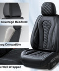 Dope Leather Car Seat Covers Full Set For Front And Back Seats, Black Waterproof Seat Protector with quilted design.
