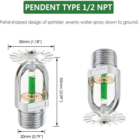 The Real Deal Quick Response Pendent Fire Sprinkler Head 1/2 Inch DN15 Copper Chrome Plated 199F 4 Pack with petal design.