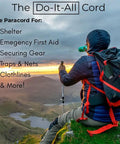 Hiker with backpack containing Para-Max Paracord 3000 Lb Strength, 5/16 Inch Thick Nylon Rope for Towing, Camping, Adventure Gear
