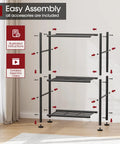 Three Tier Wire Shelving Unit With Adjustable Feet Heavy Duty Metal Organizer For Garage Pantry Laundry And Kitchen Space Saving Workhorse 18x12x30 Inches Black, assembly steps