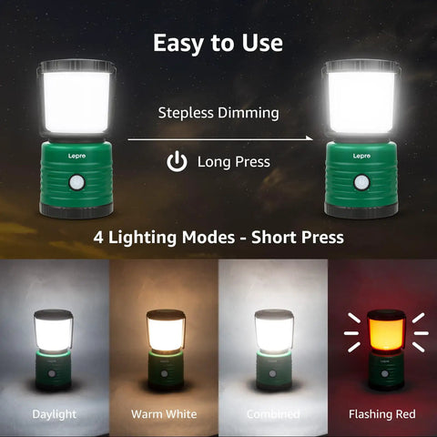 Beast Bright Camping Lantern LED Battery Powered 1500 Lumen, 360 Degree Beam with 4 Lighting Modes and Dimmable Features