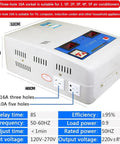 Automatic Single Phase Voltage Regulator Converts 120V To 220V With 6800W Knockout Capacity And Slick Dual Digital Panel, side view with sockets.