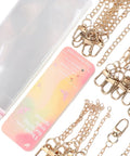 Rad Awesome 85 Piece Keychain Making Kit With 28 Lobster Clasps Extender Chains Blank Tags 5m Cotton Rope, gold hardware and tags