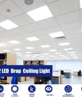 2x2 LED Flat Panel Light For Drop Ceiling Office Fixture Recessed Edge Lit 5000K Daylight 5800 Lumens 45W Installation