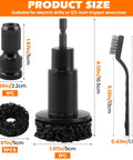 Garage Ready Brake Hub Cleaning And Resurfacing Kit components with sizes, including brush heads, holder, adapter, and wire brush.